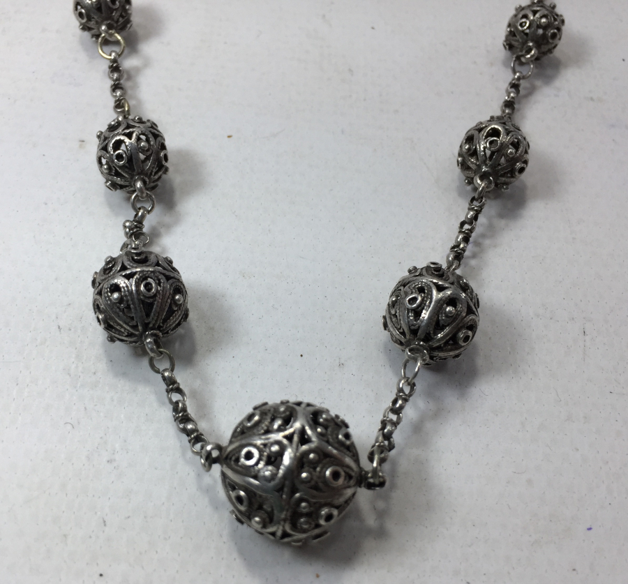 OSMANLI DÖNEMİ GÜMÜŞ KOZALARDAN YAPILMIŞ DAMLA MODEL GERDANLIK