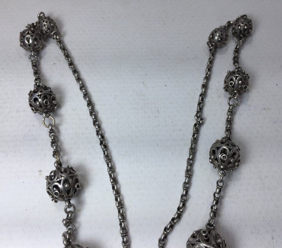 OSMANLI DÖNEMİ GÜMÜŞ KOZALARDAN YAPILMIŞ DAMLA MODEL GERDANLIK