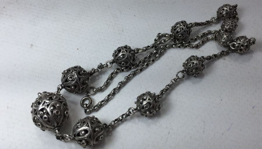 OSMANLI DÖNEMİ GÜMÜŞ KOZALARDAN YAPILMIŞ DAMLA MODEL GERDANLIK