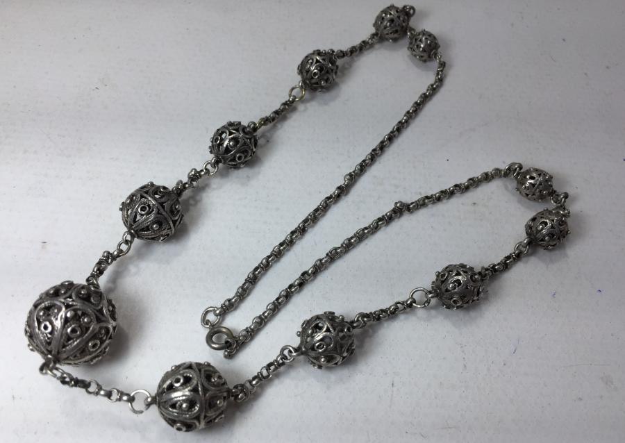 OSMANLI DÖNEMİ GÜMÜŞ KOZALARDAN YAPILMIŞ DAMLA MODEL GERDANLIK