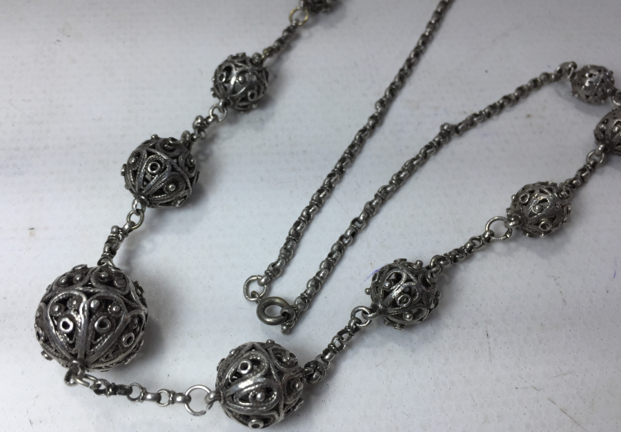 OSMANLI DÖNEMİ GÜMÜŞ KOZALARDAN YAPILMIŞ DAMLA MODEL GERDANLIK