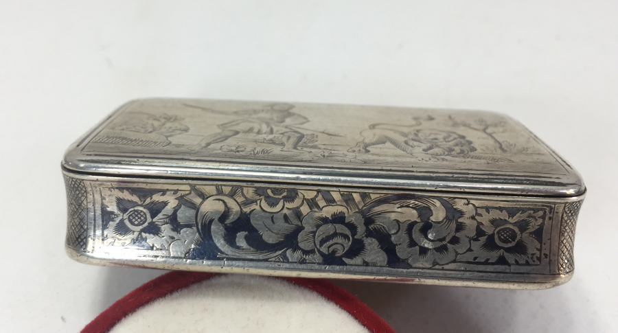 OSMANLI DÖNEMİ RUM İŞİ ASLAN AVI TEMALI TÜTÜN TABAKASI