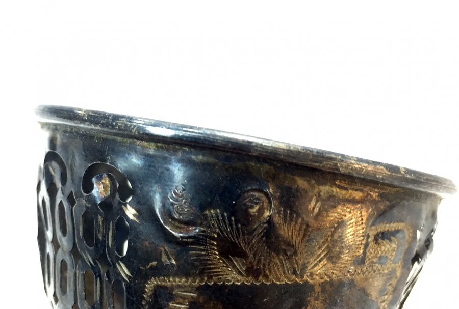 OSMANLI DÖNEMİ TUĞRALI VE KALEM İŞÇİLİKLİ GÜMÜŞ FİNCAN ZARFI