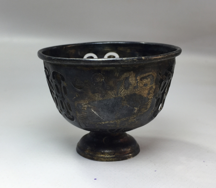 OSMANLI DÖNEMİ TUĞRALI VE KALEM İŞÇİLİKLİ GÜMÜŞ FİNCAN ZARFI