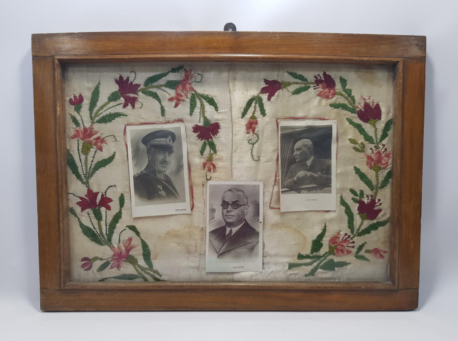 ATATÜRK, FEVZİ ÇAKMAK VE CELAL BAYAR GÖRSELLİ İPEK PANO