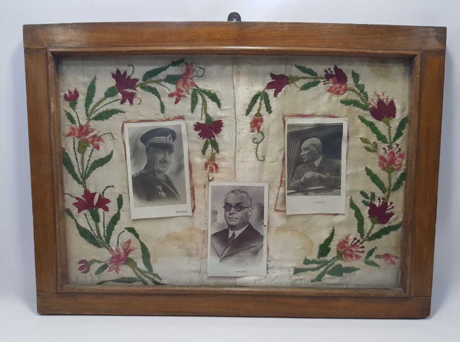 ATATÜRK, FEVZİ ÇAKMAK VE CELAL BAYAR GÖRSELLİ İPEK PANO