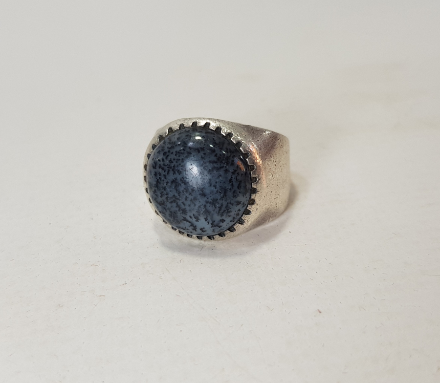 DOĞAL TAŞLI GÜMÜŞ ERKEK YÜZÜK 