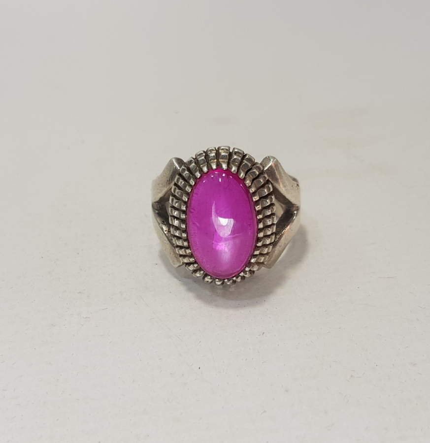 ESKİ İRAN DAMGALI BÜYÜK BOY YAKUT TAŞLI GÜMÜŞ ERKEK YÜZÜĞÜ