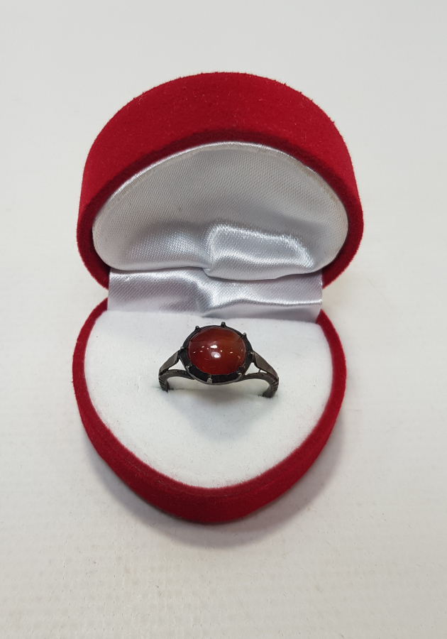 OSMANLI DÖNEMİ AKİK TAŞLI GÜMÜŞ YÜZÜK 