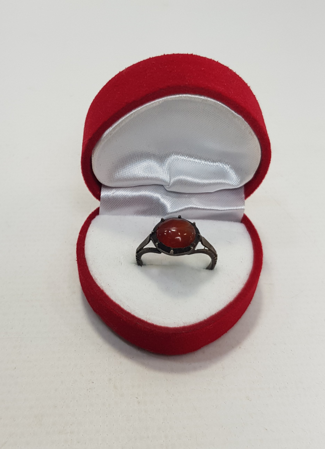 OSMANLI DÖNEMİ AKİK TAŞLI GÜMÜŞ YÜZÜK 