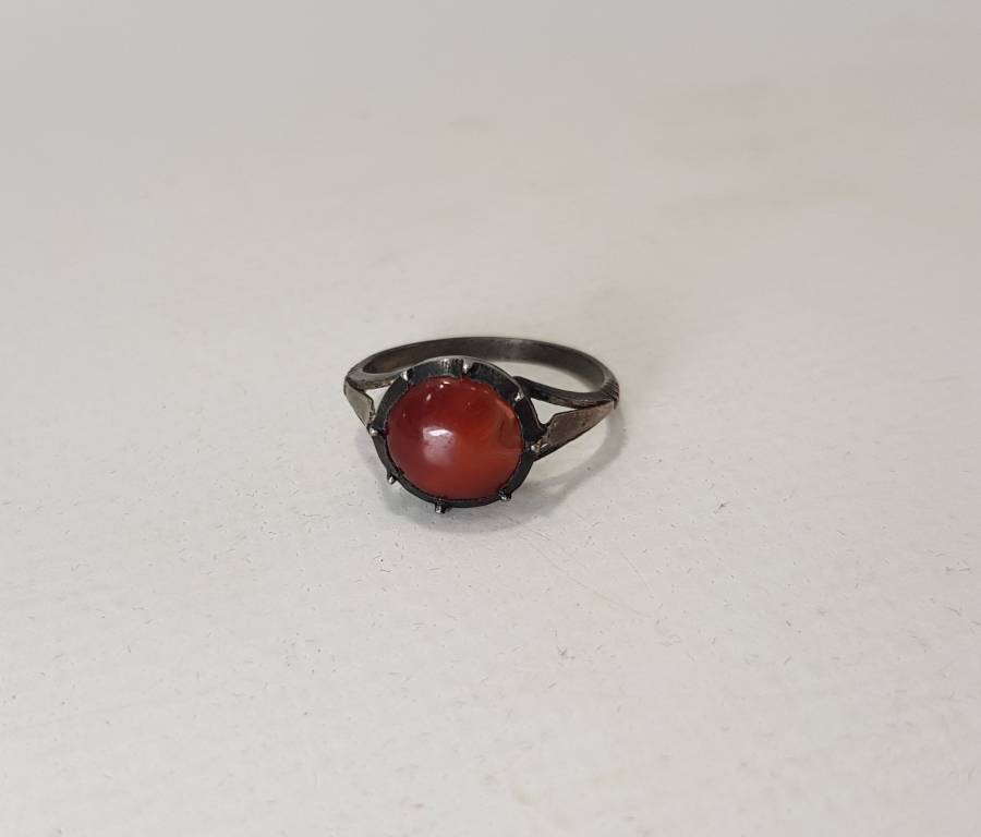 OSMANLI DÖNEMİ AKİK TAŞLI GÜMÜŞ YÜZÜK 