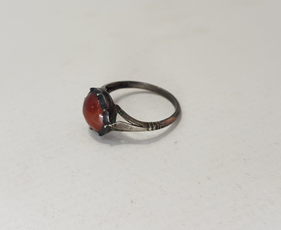 OSMANLI DÖNEMİ AKİK TAŞLI GÜMÜŞ YÜZÜK 