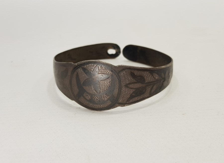 OSMANLI DÖNEMİ AY YILDIZLI SAVATLI GÜMÜŞ BİLEZİK 