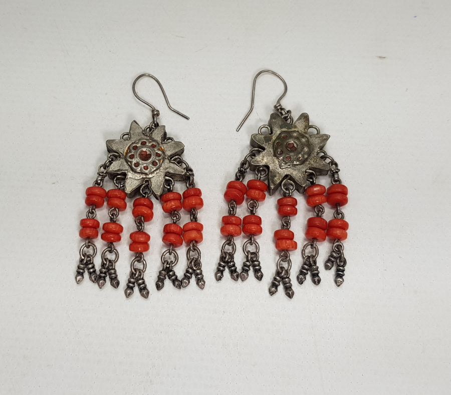 OSMANLI DÖNEMİ GÜMÜŞ & MERCAN KÜPE 