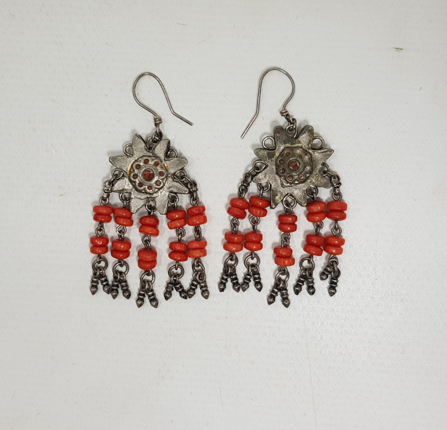 OSMANLI DÖNEMİ GÜMÜŞ & MERCAN KÜPE 