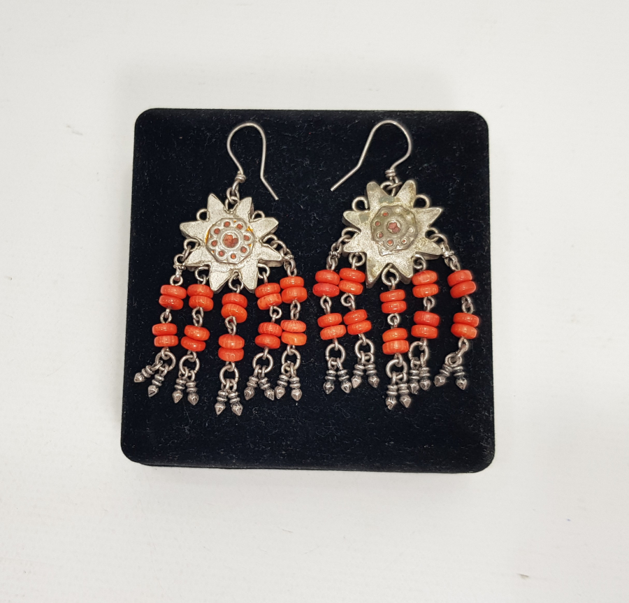 OSMANLI DÖNEMİ GÜMÜŞ & MERCAN KÜPE 