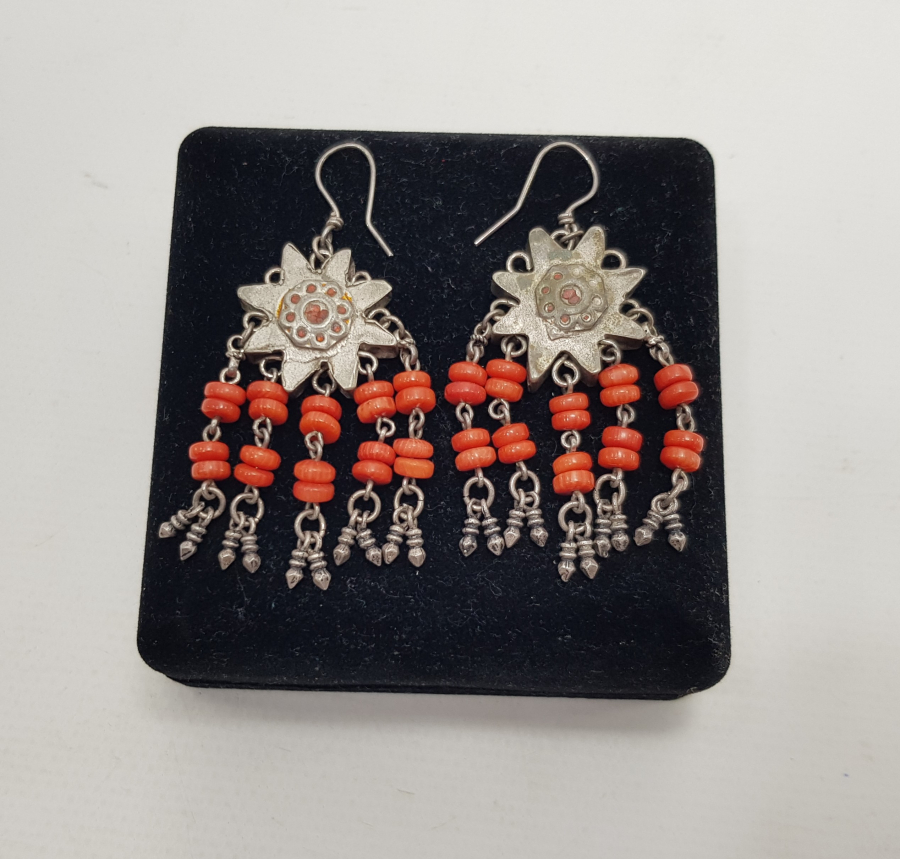 OSMANLI DÖNEMİ GÜMÜŞ & MERCAN KÜPE 