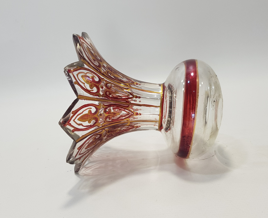 OSMANLI DÖNEMİ İKİ ADET BOHEM CAM TRABZAN BAŞI VE TRABZAN SÜSÜ