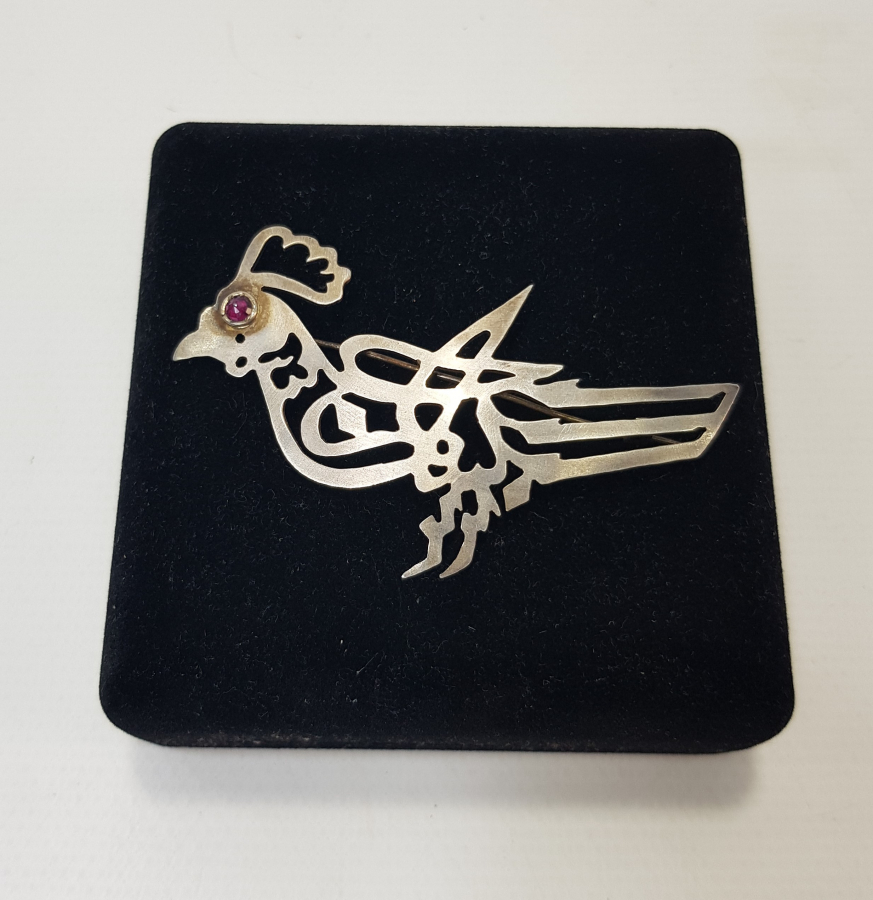 OSMANLI DÖNEMİ TEKKE İŞİ KUŞ FORMLU GÜMÜŞ BROŞ