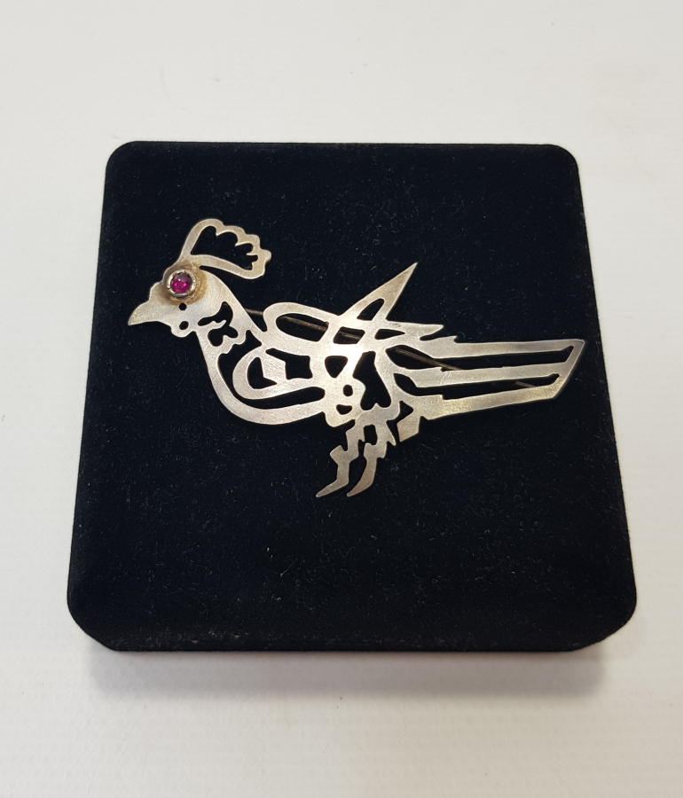 OSMANLI DÖNEMİ TEKKE İŞİ KUŞ FORMLU GÜMÜŞ BROŞ