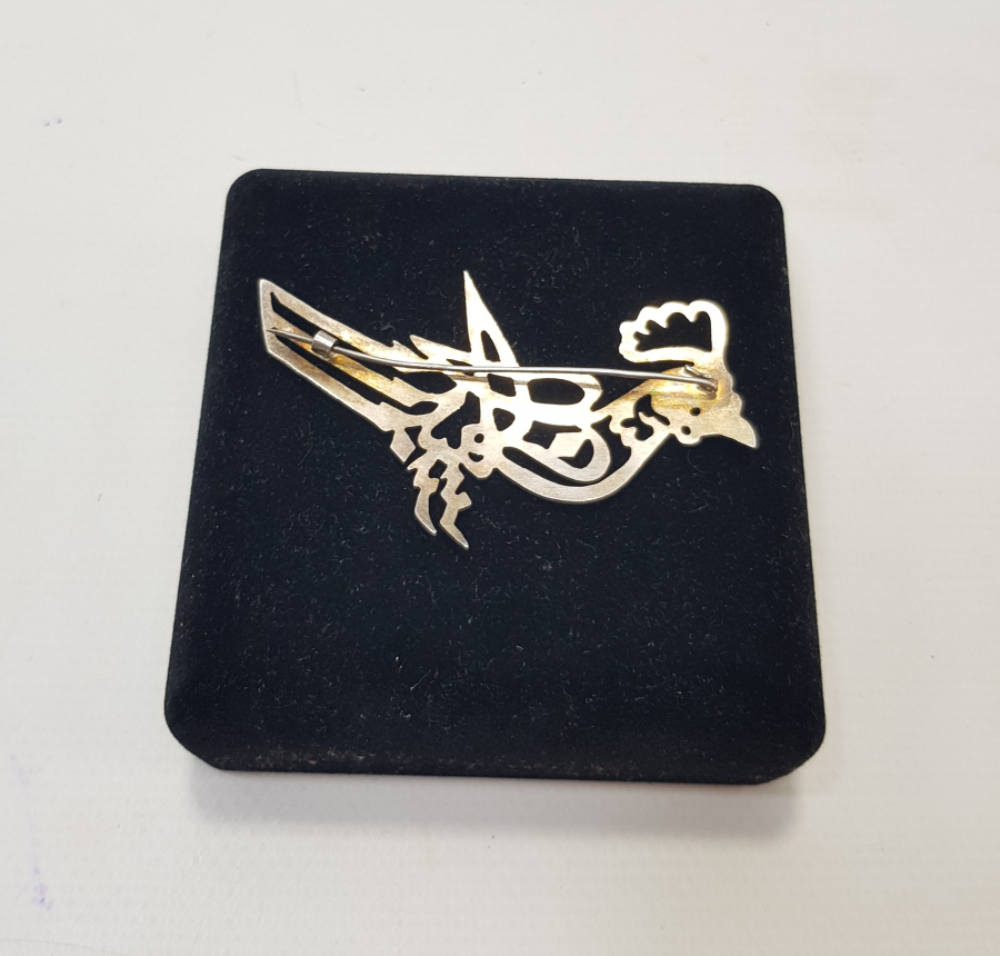 OSMANLI DÖNEMİ TEKKE İŞİ KUŞ FORMLU GÜMÜŞ BROŞ