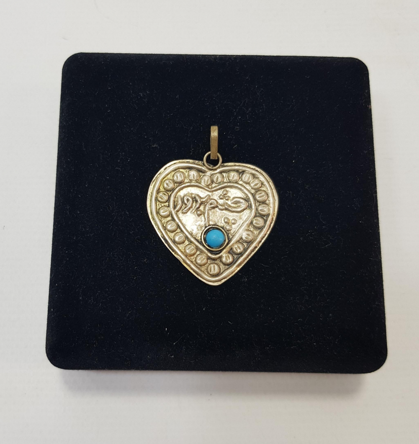 OSMANLICA YAZILI KALP FORMLU GÜMÜŞ KOLYE UCU 