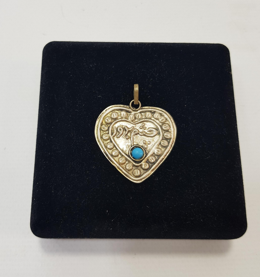 OSMANLICA YAZILI KALP FORMLU GÜMÜŞ KOLYE UCU 