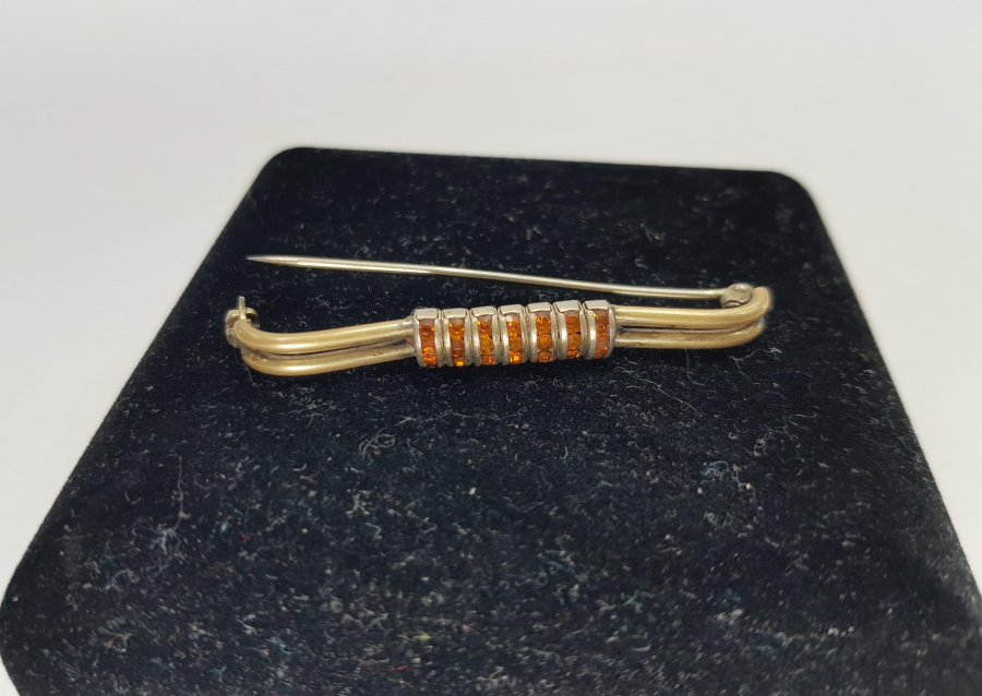 SİTRİN TAŞLARLA SÜSLÜ ANTİKA KRAVAT İĞNESİ 