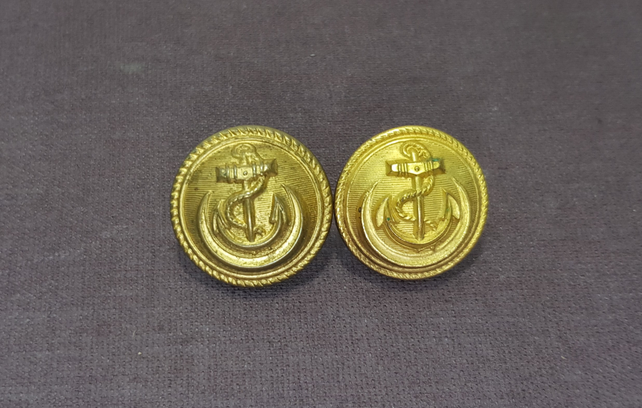 CUMHURİYET İLK DÖNEM İKİ ADET DENİZCİ SUBAY DÜĞMESİ