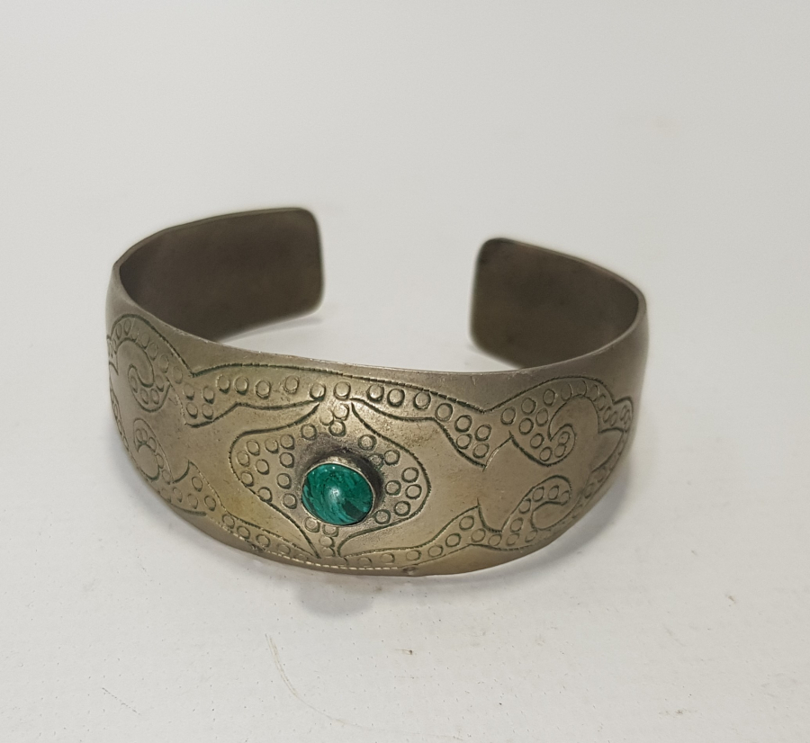 MALAHİT TAŞLI ALPAKA BİLEZİK 