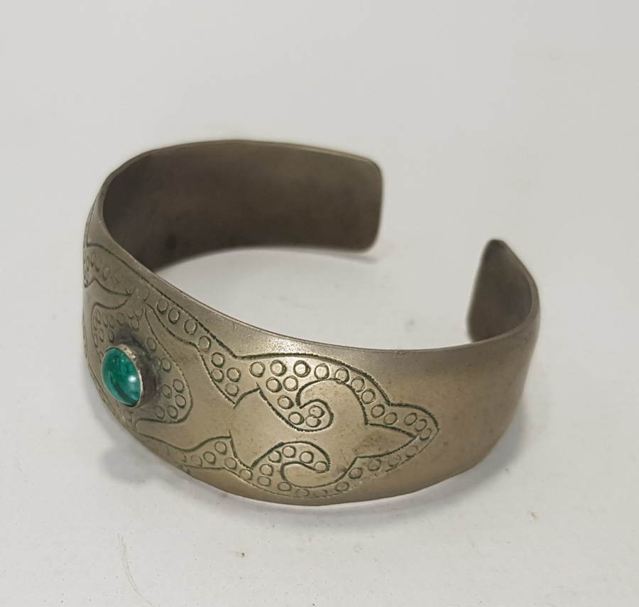 MALAHİT TAŞLI ALPAKA BİLEZİK 