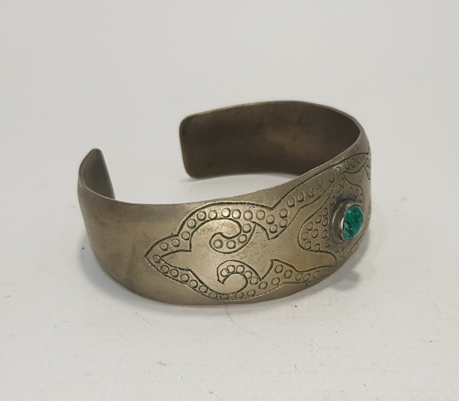 MALAHİT TAŞLI ALPAKA BİLEZİK 