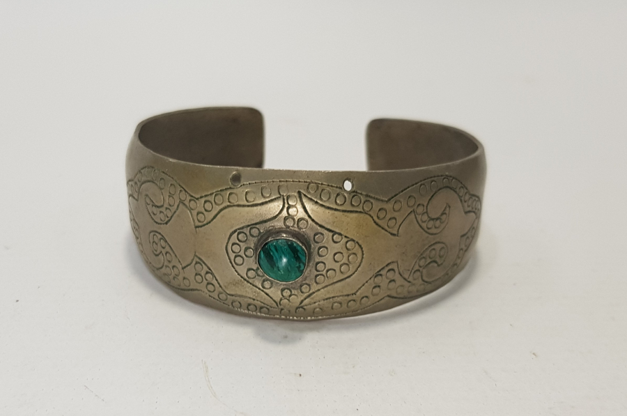 MALAHİT TAŞLI ALPAKA BİLEZİK 