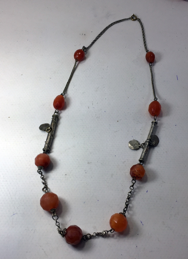 OSMANLI DÖNEMİ FASETALI SÜLEYMANİYE AKİĞİ VE GÜMÜŞLERDEN OLUŞAN GERDANLIK