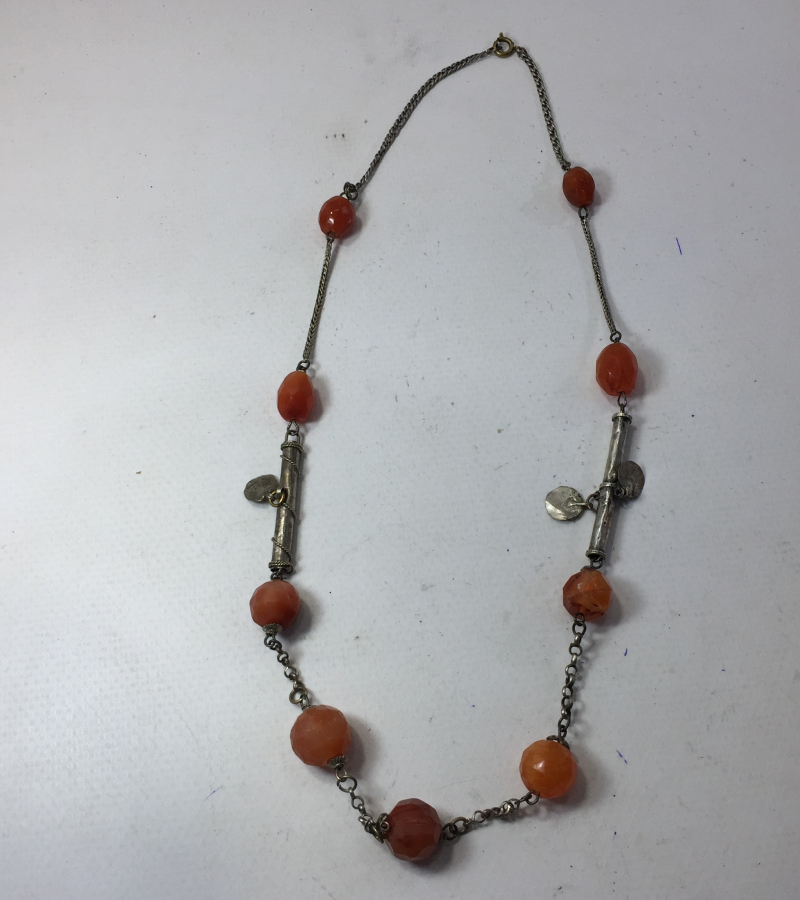 OSMANLI DÖNEMİ FASETALI SÜLEYMANİYE AKİĞİ VE GÜMÜŞLERDEN OLUŞAN GERDANLIK