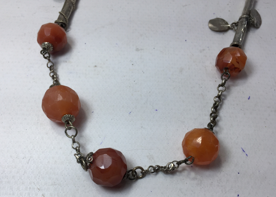 OSMANLI DÖNEMİ FASETALI SÜLEYMANİYE AKİĞİ VE GÜMÜŞLERDEN OLUŞAN GERDANLIK