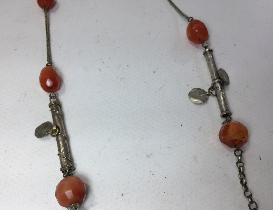 OSMANLI DÖNEMİ FASETALI SÜLEYMANİYE AKİĞİ VE GÜMÜŞLERDEN OLUŞAN GERDANLIK