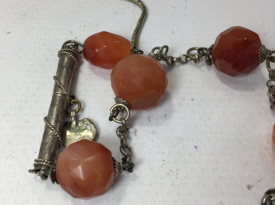 OSMANLI DÖNEMİ FASETALI SÜLEYMANİYE AKİĞİ VE GÜMÜŞLERDEN OLUŞAN GERDANLIK