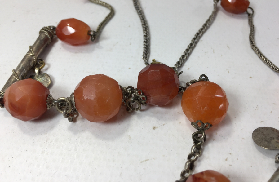 OSMANLI DÖNEMİ FASETALI SÜLEYMANİYE AKİĞİ VE GÜMÜŞLERDEN OLUŞAN GERDANLIK