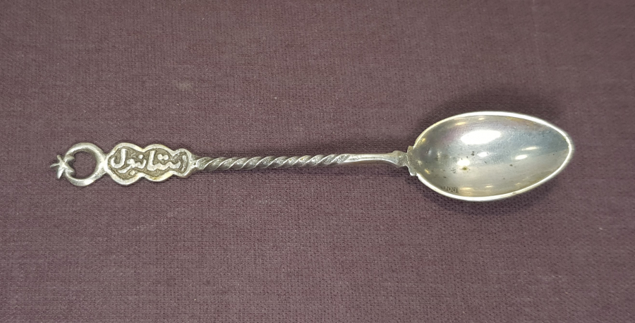 OSMANLICA İSTANBUL YAZILI GÜMÜŞ ÇAY KAŞIĞI 