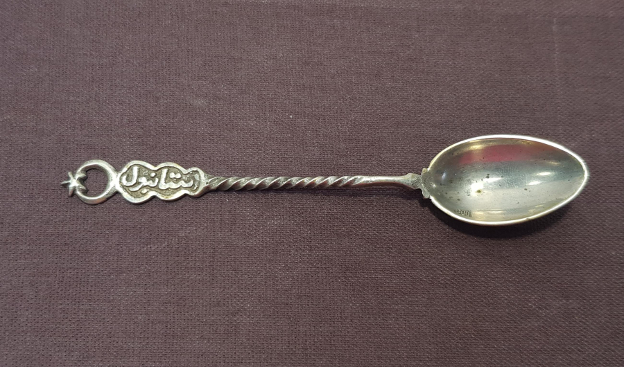 OSMANLICA İSTANBUL YAZILI GÜMÜŞ ÇAY KAŞIĞI 