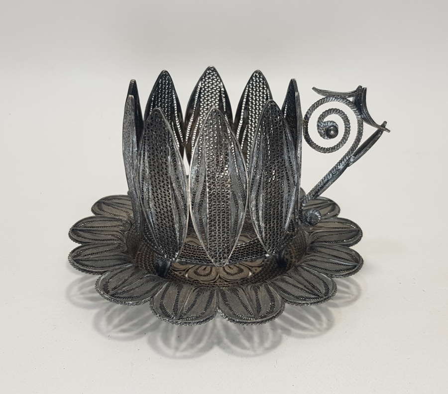 TELKARİ GÜMÜŞ FİNCAN ZARFI VE ALTLIĞI 