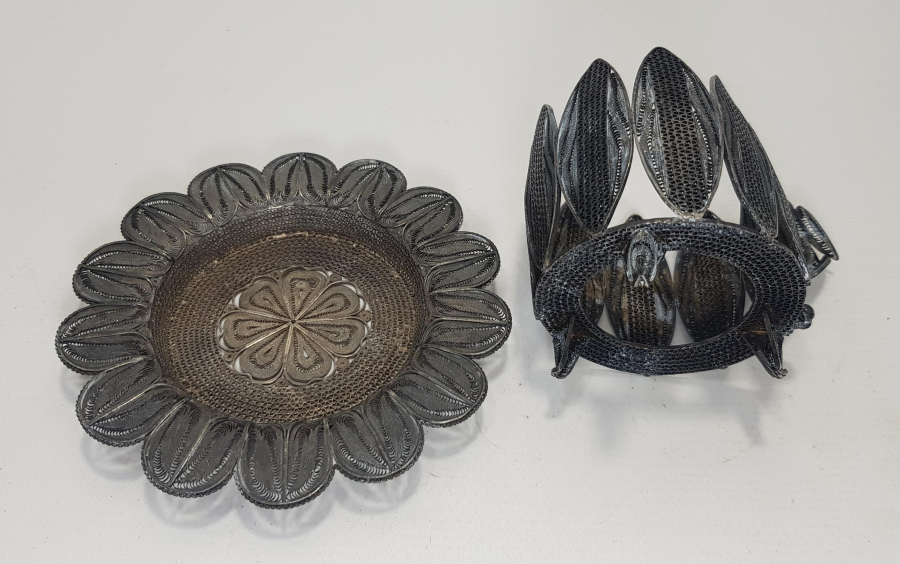 TELKARİ GÜMÜŞ FİNCAN ZARFI VE ALTLIĞI 