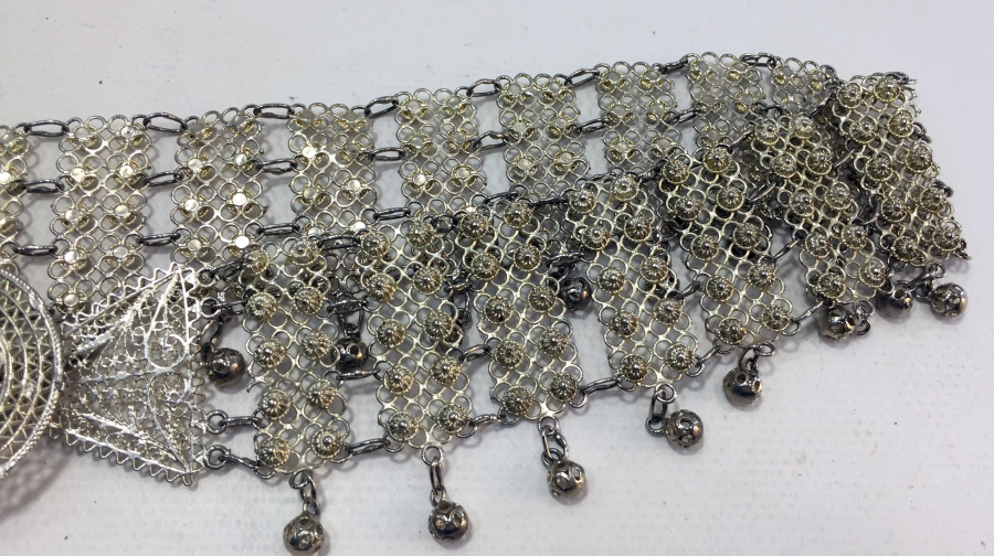 GÜVERSE İŞÇİLİKLİ GÜMÜŞ KAPLAMA GELİN KEMERİ