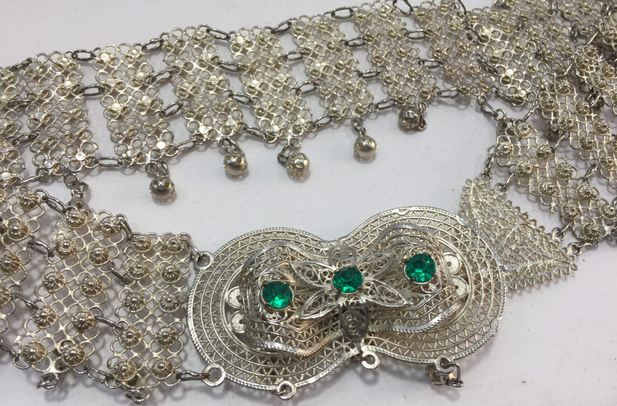 GÜVERSE İŞÇİLİKLİ GÜMÜŞ KAPLAMA GELİN KEMERİ