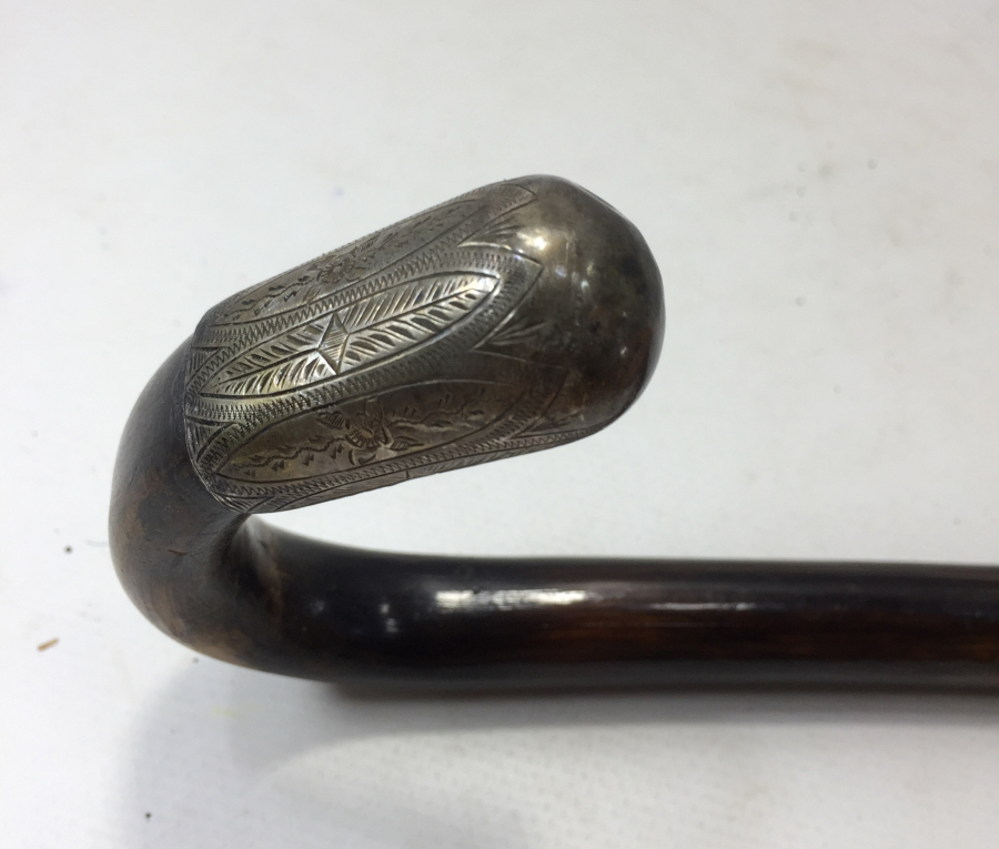 OSMANLI DÖNEMİ KALEM İŞÇİLİKLİ GÜMÜŞ SAPLI BEYEFENDİ BASTON