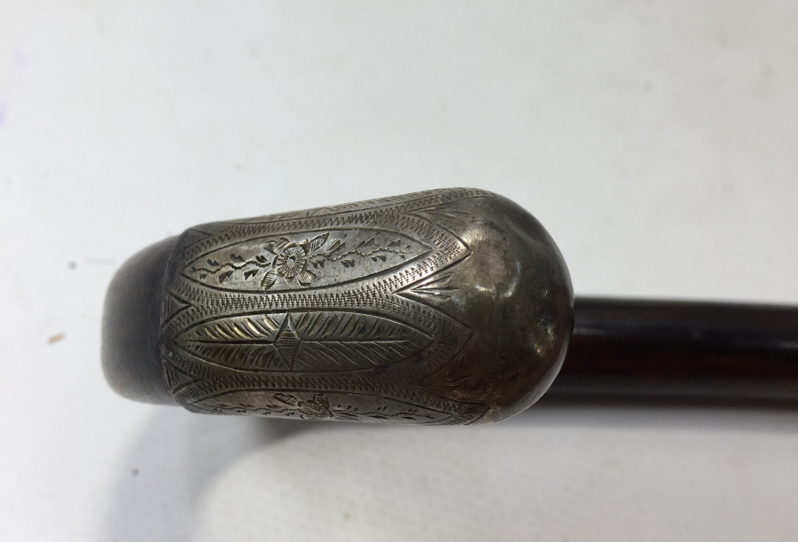 OSMANLI DÖNEMİ KALEM İŞÇİLİKLİ GÜMÜŞ SAPLI BEYEFENDİ BASTON