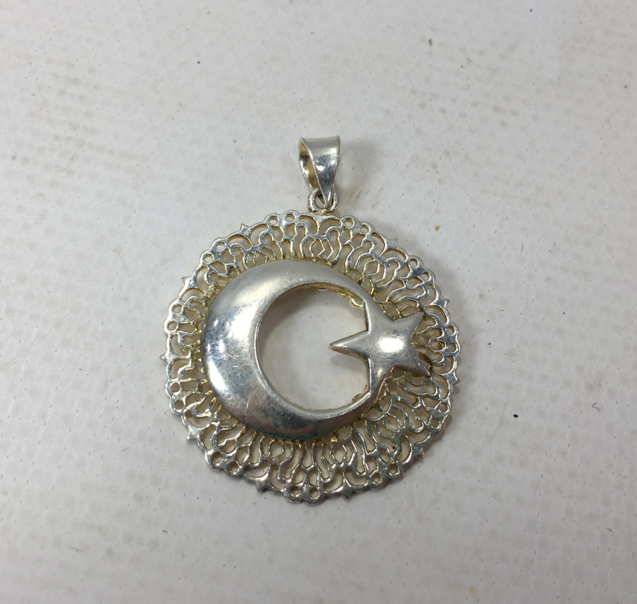 AY YILDIZLI GÜMÜŞ KOLYE UCU