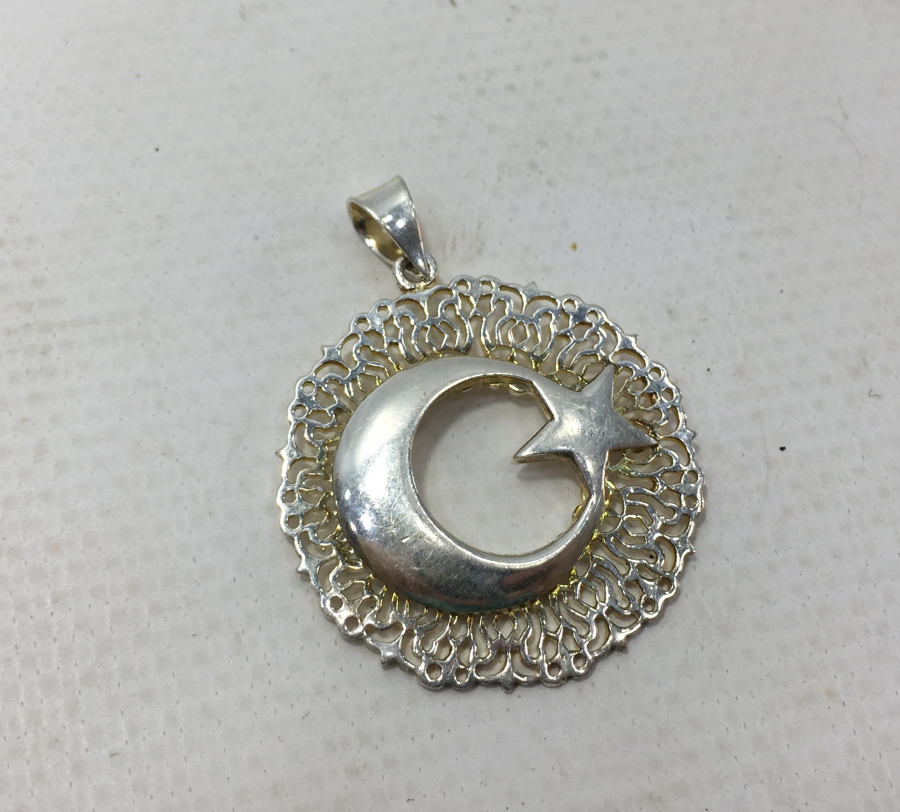 AY YILDIZLI GÜMÜŞ KOLYE UCU