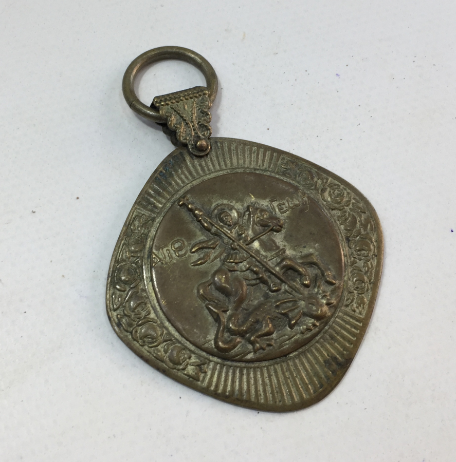 OSMANLI DÖNEM RUM İŞİ AZİZ GEORGE NİN EJDERHAYI YENME SAHNESİ OLAN MADALYON